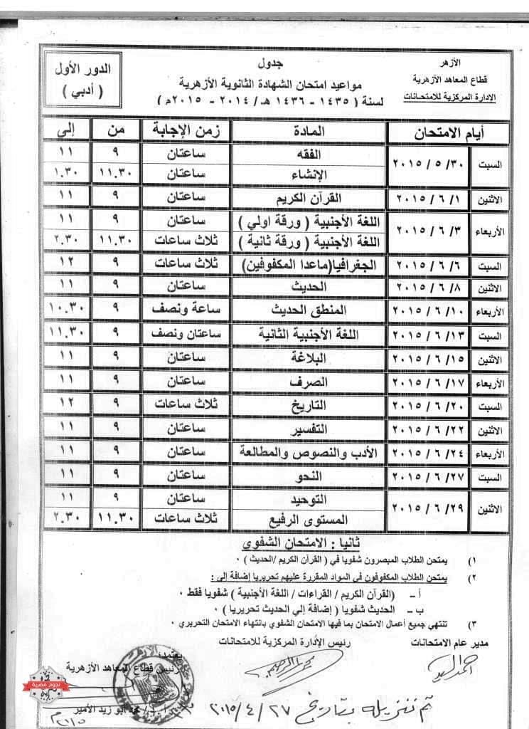 الثانوية الازهرية ادبي