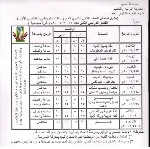 الثانى الثانوى