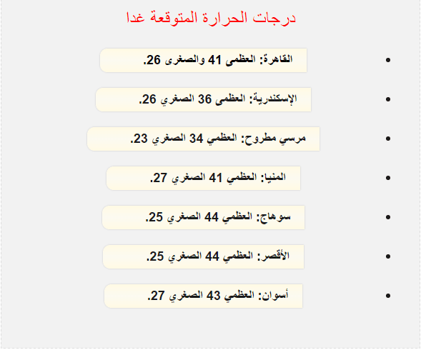 درجات الحرارة