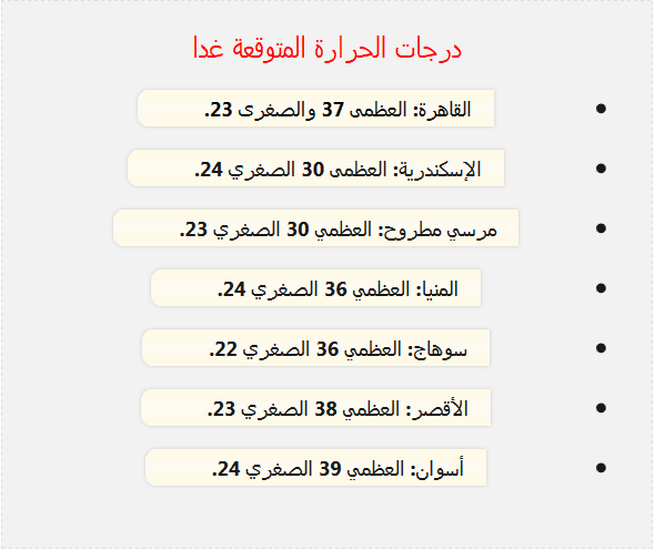 درجات الحرارة