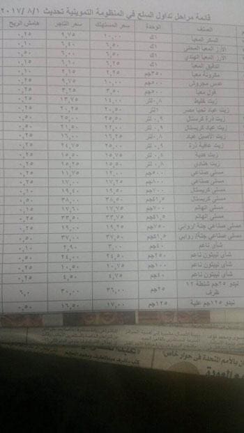 قائمة أسعار السلع الجديدة