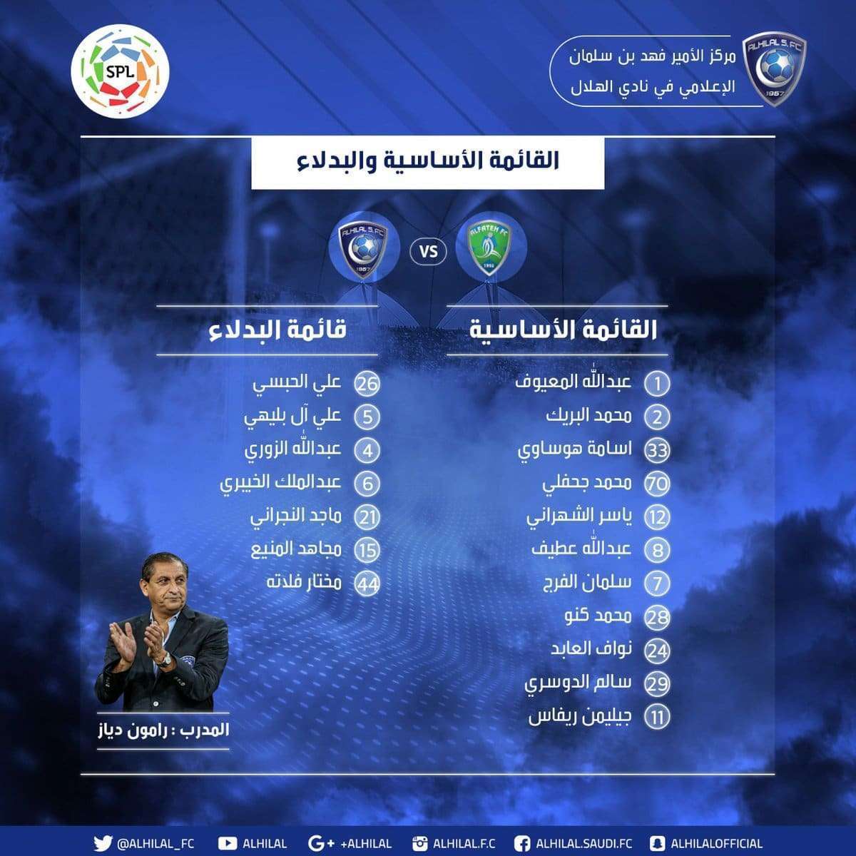 تشكيل الهلال اليوم