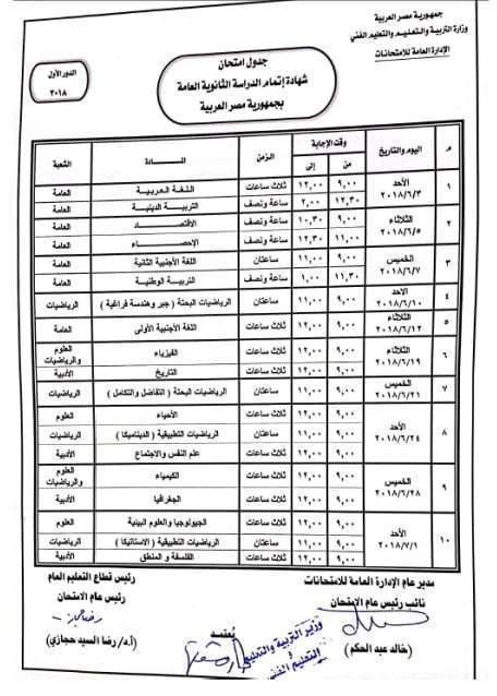 امتحانات الثانوية العامة