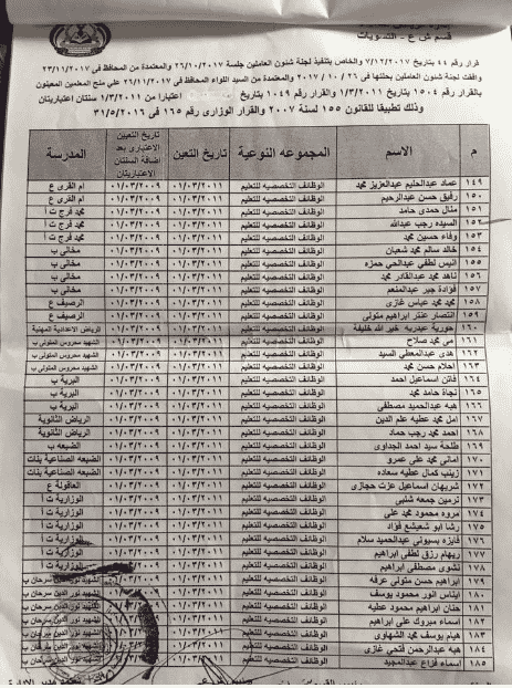 بالاسماء المعلمين قرار ضم المدة