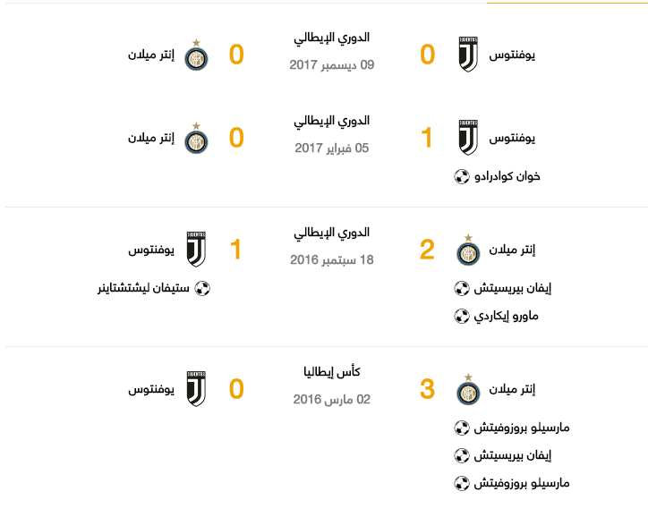 مباراة إنتر ميلان ويوفنتوس