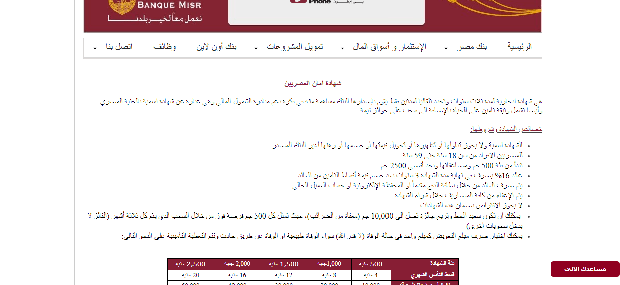 شهادة أمان المصريين