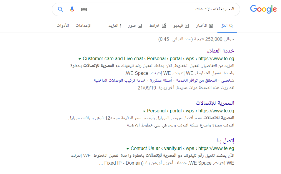 المصرية للاتصالات شات