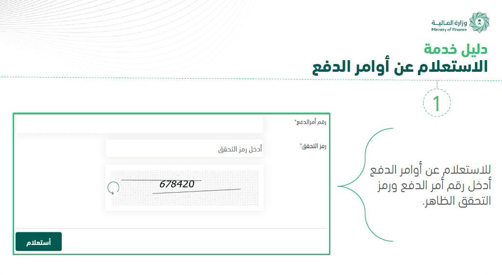 استعلام أوامر الدفع وزارة المالية 