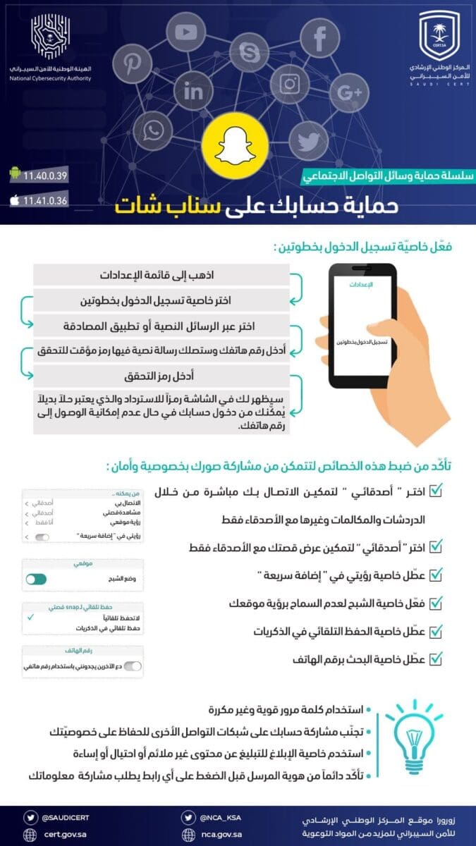 طريقة تأمين وحماية حساب سناب شات الجديدة بعد تحذير الأمن السيبراني 