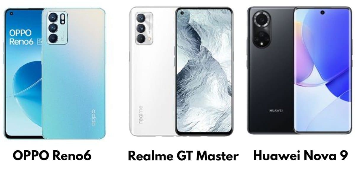 مقارنة مواصفات OPPO Reno6 & Realme GT Master & Huawei Nova 9