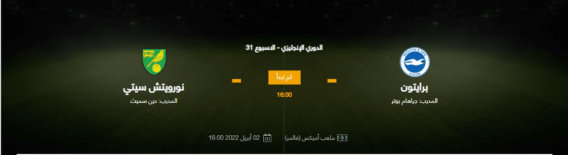 مباراة برايتون ونورويتش سيتي