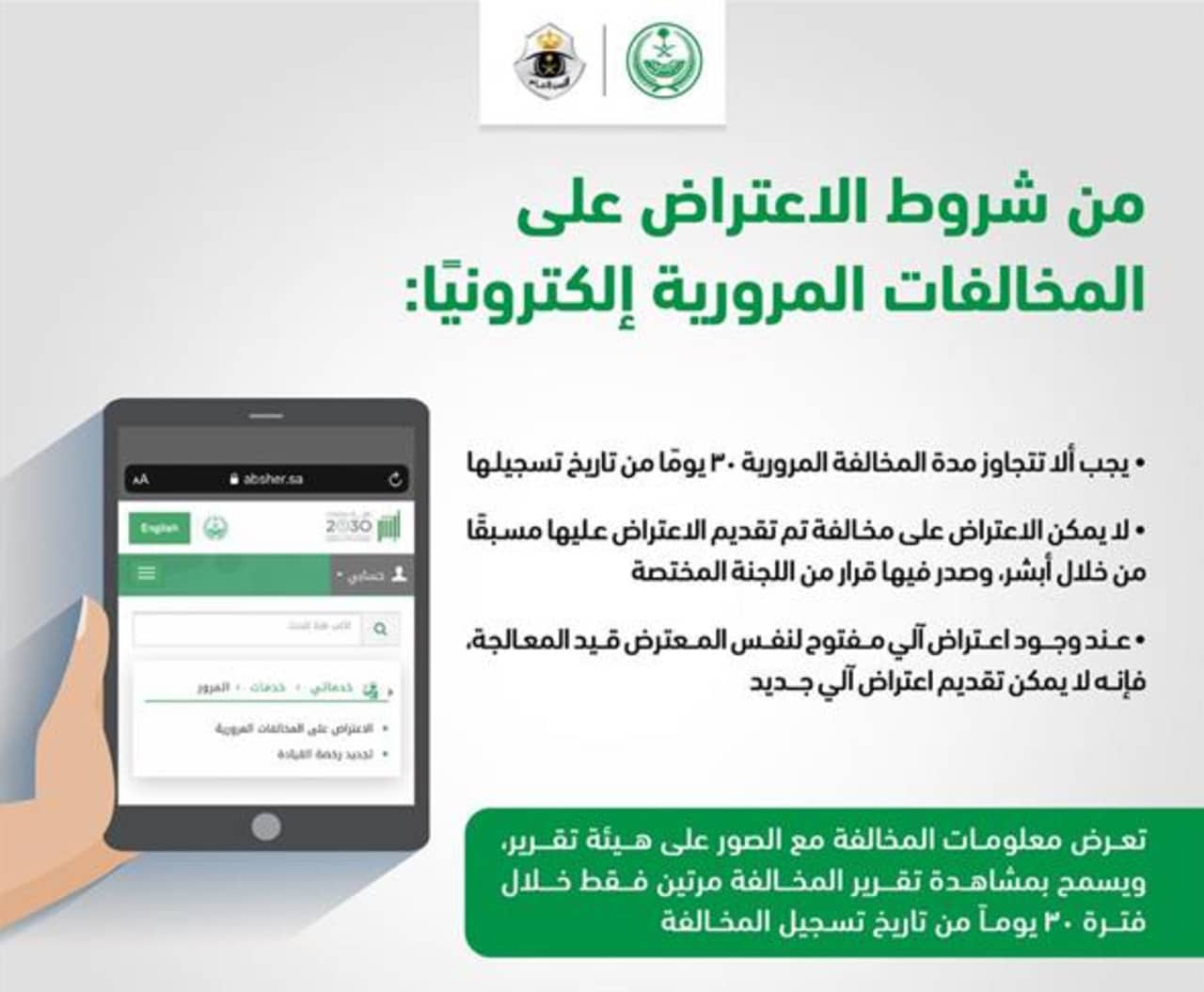 كيفية وشروط الاعتراض على المخالفات المرورية عبر منصة أبشر