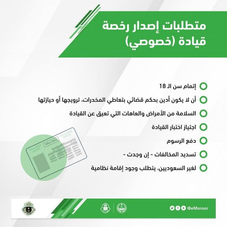 شروط اصدار رخصة قيادة في المملكة