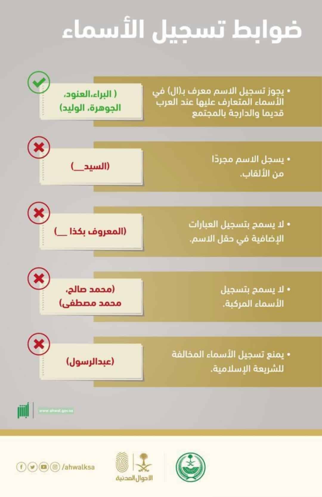 شروط تغيير الإسم في الأحوال المدنية بالسعودية 