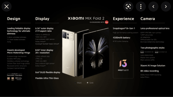 مميزات شاومي ميكس فولد Xiaomi Mix Fold 2: