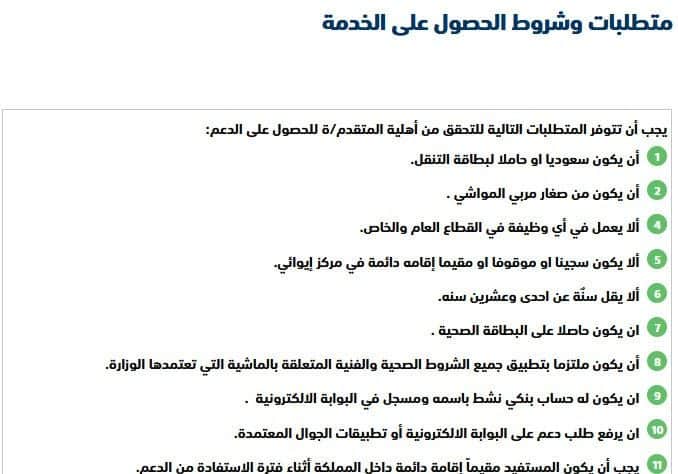شروط الدعم الزراعي