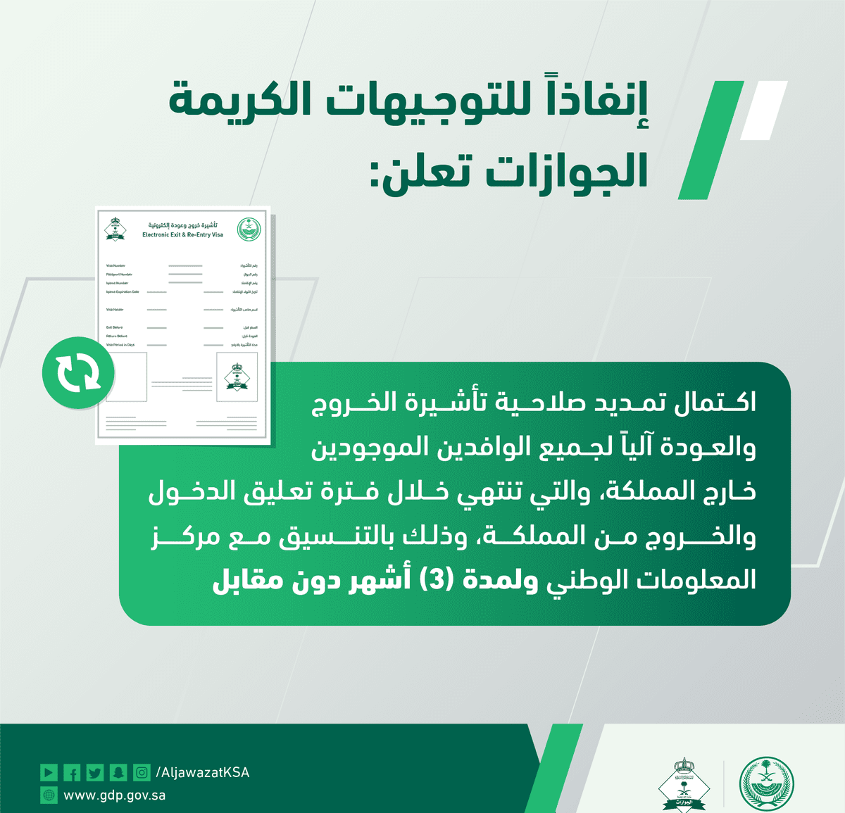 الاستعلام عن صلاحية التأشيرة برقم الإقامة