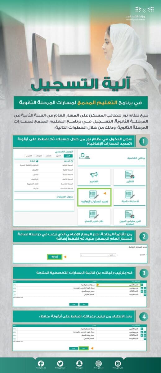 التسجيل في التعليم المدمج لمسارات الثانوية العامة