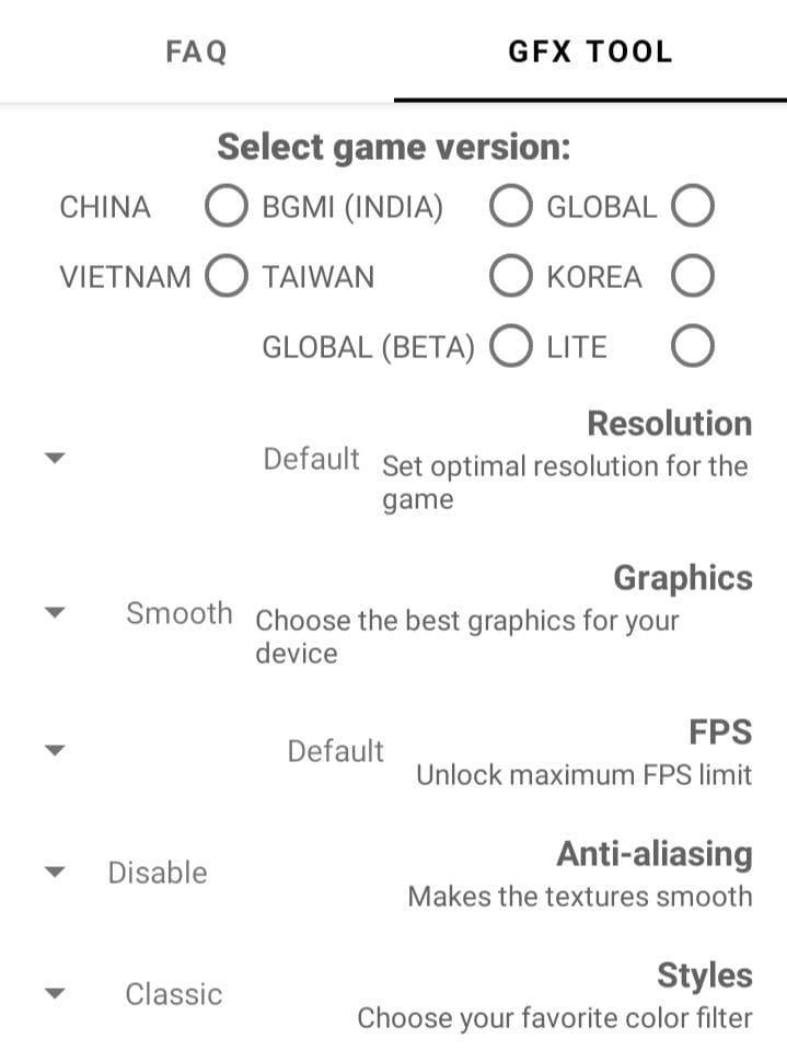 gfx tool for Pubg mobile