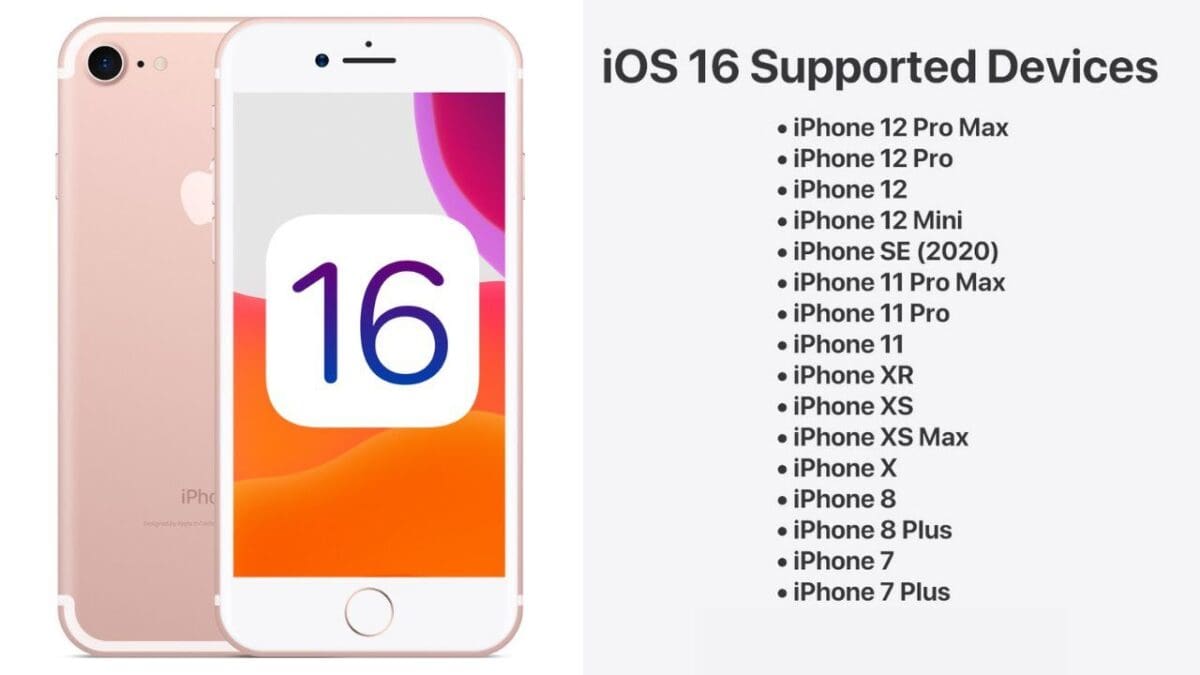 الأجهزة المدعومة بنظام ios 16