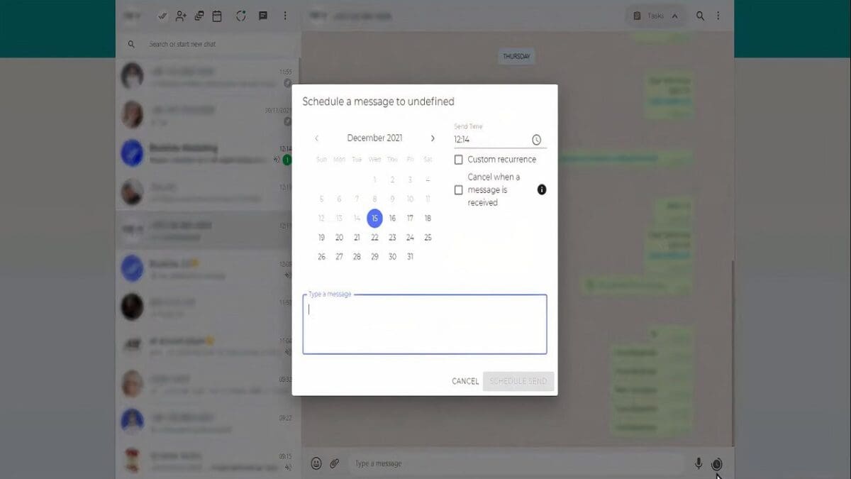 جدولة الرسائل على واتساب ويب