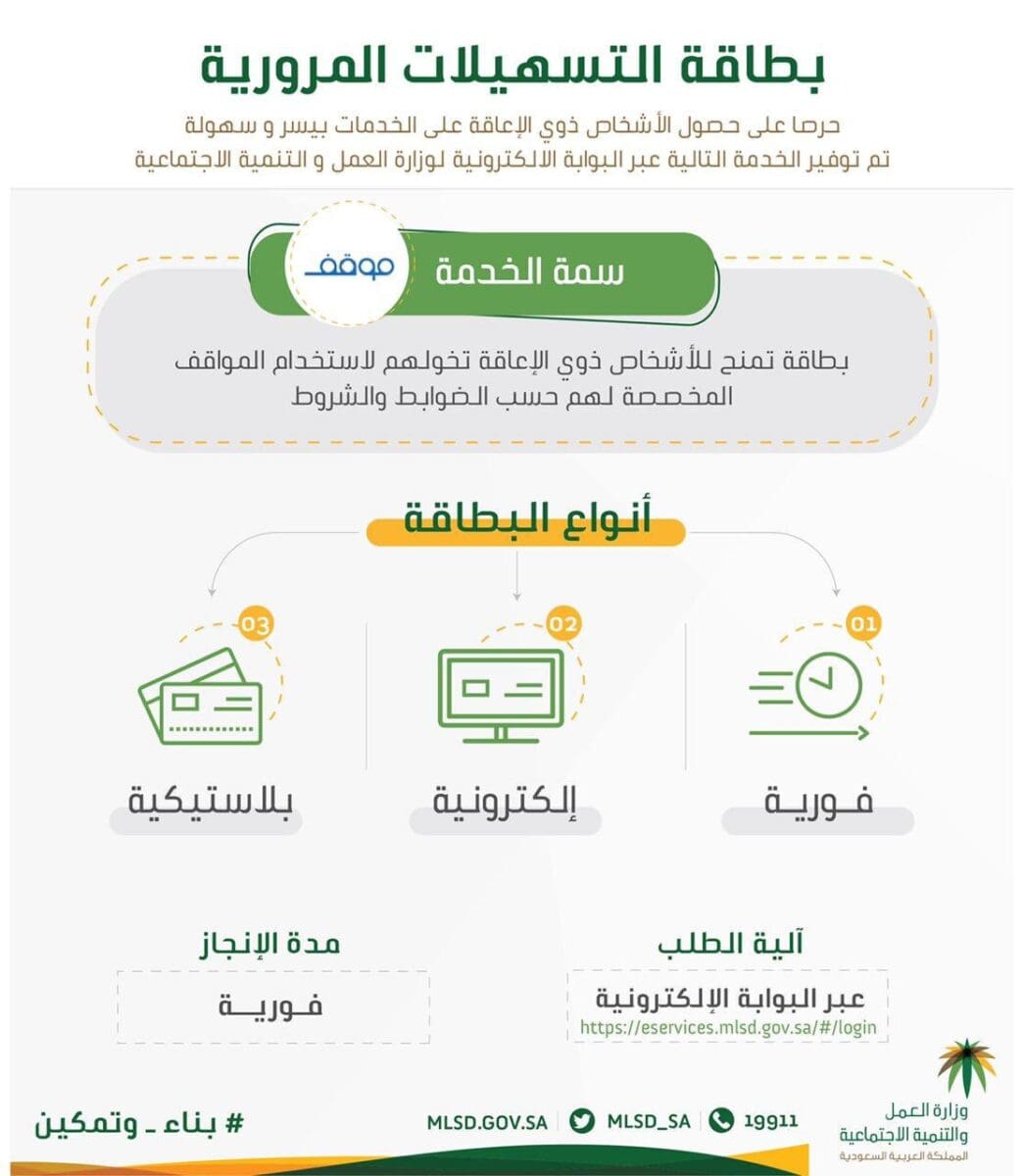 بطاقة تسهيلات لذوي الاعاقة 