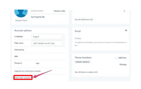 Delete PayPal Account