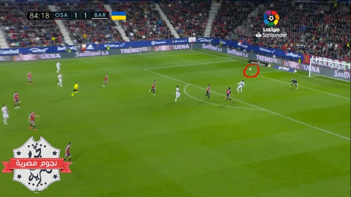 رأسية رافينيا في الهدف الثاني لبرشلونة أمام أوساسونا في الليجا