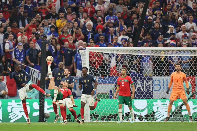 من لقاء المغرب وفرنسا - من حساب FIFAWorldCup على تويتر