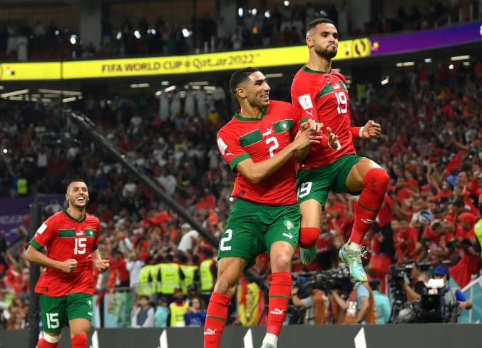 فرحة لاعبي المغرب - من حساب FIFAWorldCup على تويتر