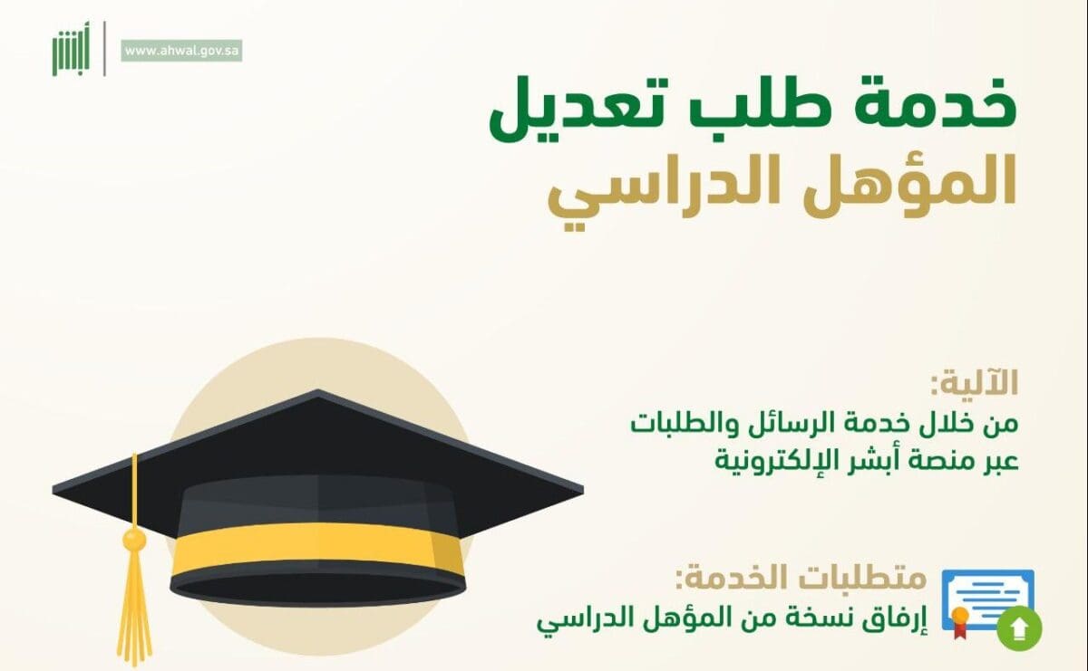 طريقة تعديل المؤهل الدراسي في أبشر