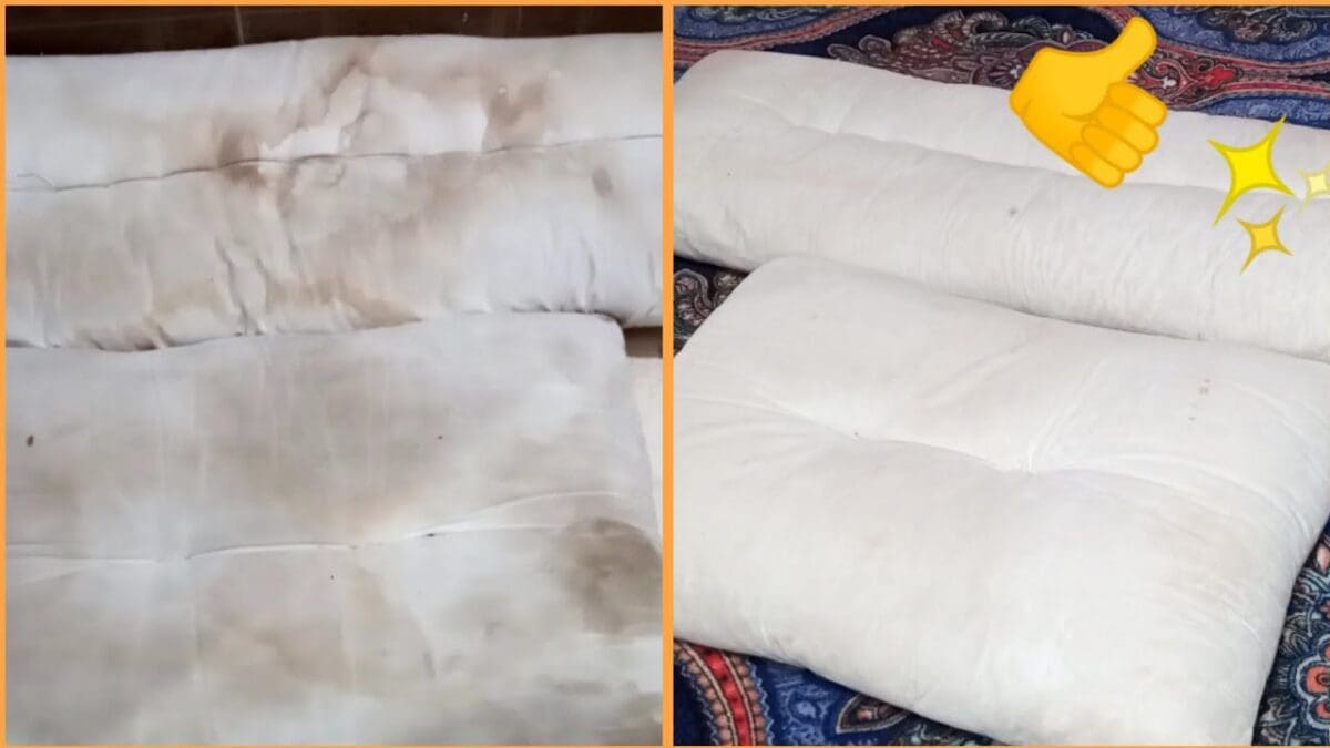 أسهل طريقة لتنظيف المخدات القطن والفايبر وإزالة الإصفرار بكل سهولة.. ستصبح ناصعة البياض