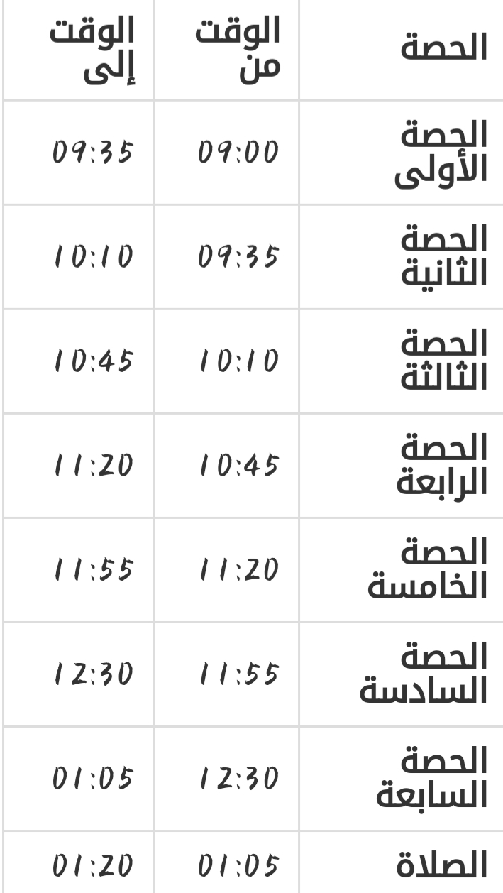 أوقات دوام الابتدائي في رمضان