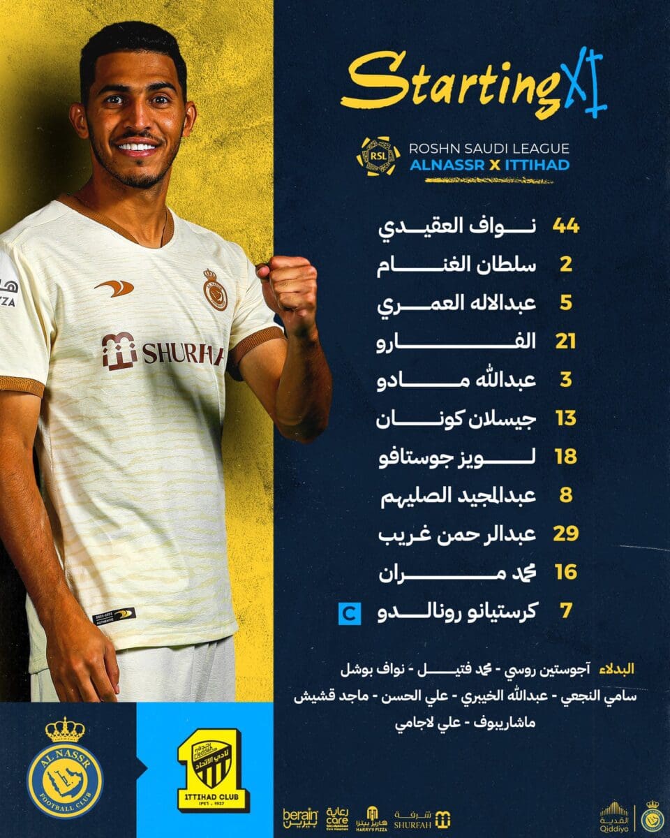 تشكيل النصر الرسمي أمام الاتحاد