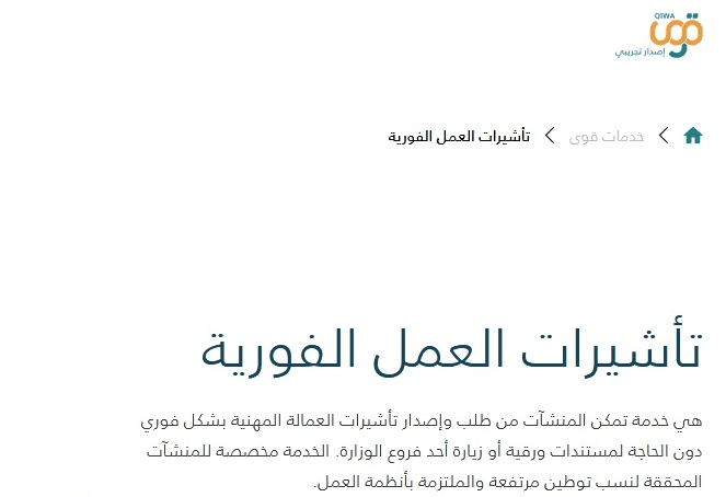 تأشيرة العمل الفورية
