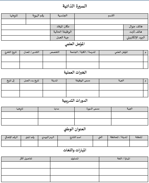 العنوان الوطني في السيرة الذاتية