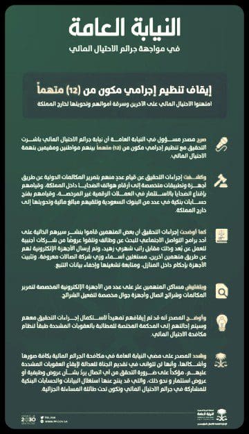 بيان النيابة العامة السعودية بشأن المتهمين في قضية الاحتيال المالي