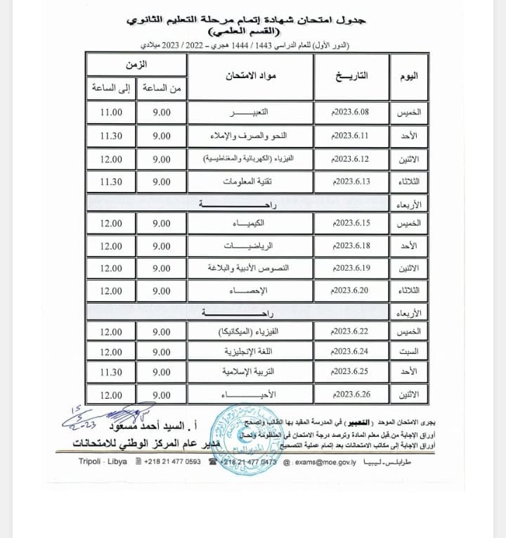 رسمياً تفعيل رابط نتيجة الثانوية العامة ليبيا 2023 اليوم استعلم عن النتيجة