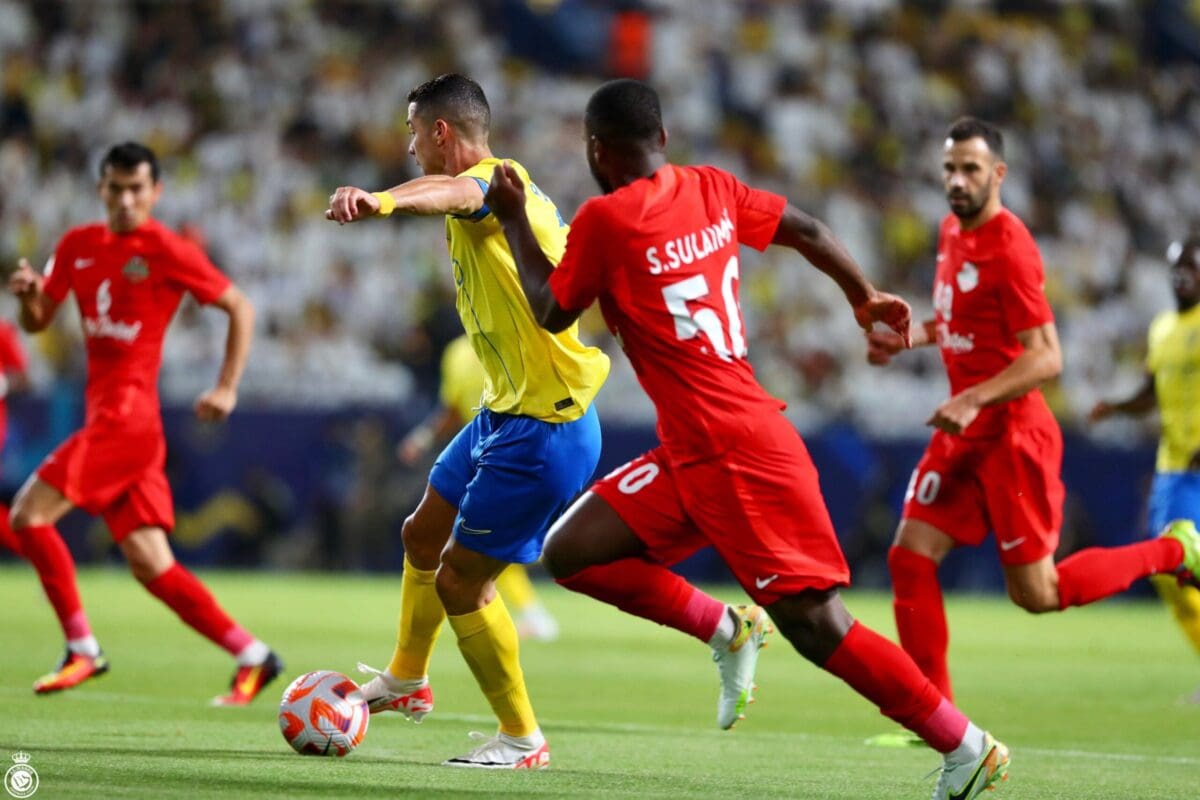 كريستيانو رونالدو أمام شباب الأهلي - مصدر الصور: حساب النصر على تويتر