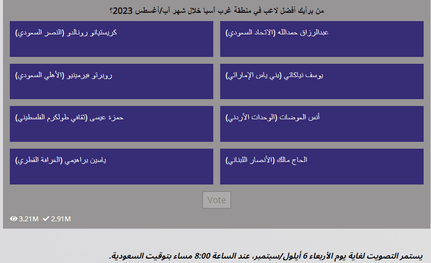 تصويت أفضل لاعب في غرب آسيا