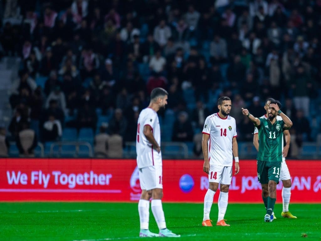 من لقاء السعودية والأردن - مصدر الصورة: حساب المنتخب السعودي على تويتر