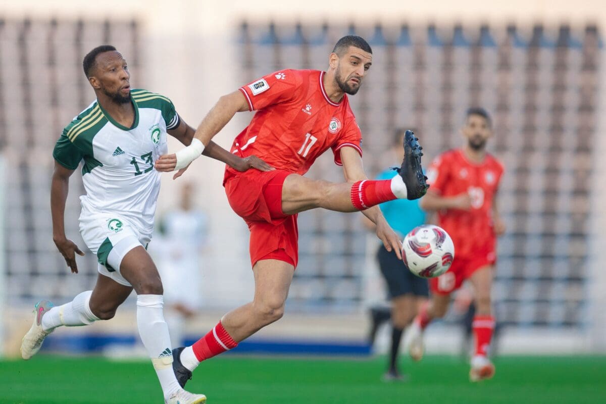 من لقاء السعودية ولبنان - مصدر الصورة: حساب المنتخب السعودي على تويتر