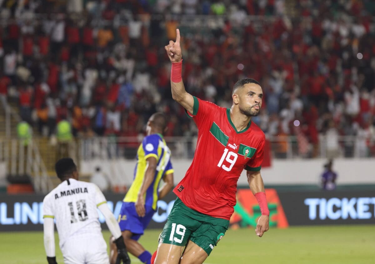 يوسف النصيري من لقاء المغرب وتنزانيا - مصدر الصورة: حساب الكاف على تويتر