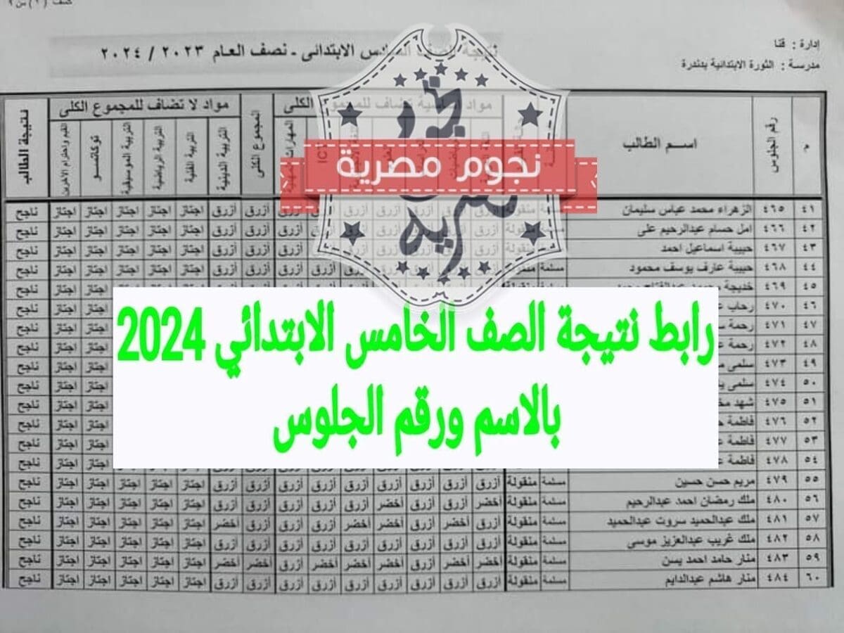 نتيجة الخامس الابتدائي