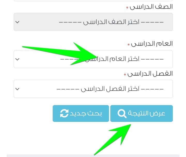 نتيجة الصف السادس الابتدائى