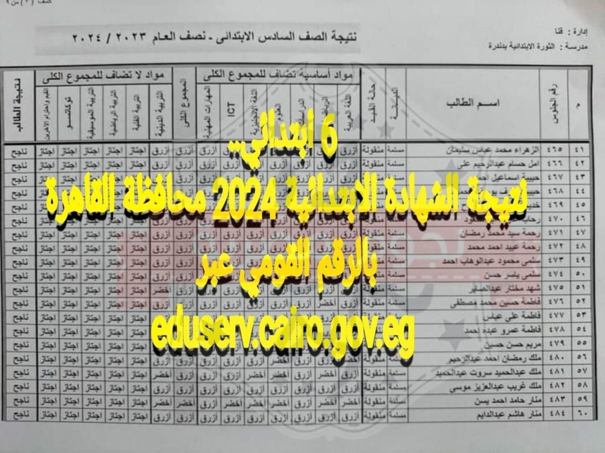 نتيجة الشهادة الابتدائية 2024