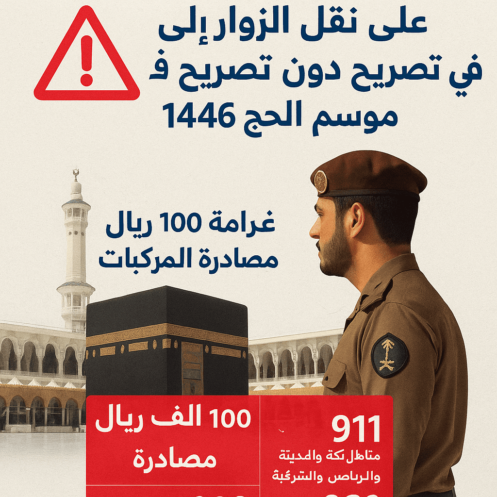غرامات ومصادرة مركبات بحق ناقلي مخالفي تعليمات الحج لعام 1446 ه 