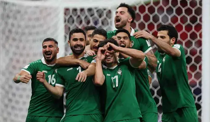 فرح المنتخب السوري بعد تسديد الهدف في المباراة
